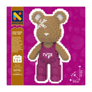 32CM  Brown Overalls Bear   Bear Building Block, Neacole building block bear